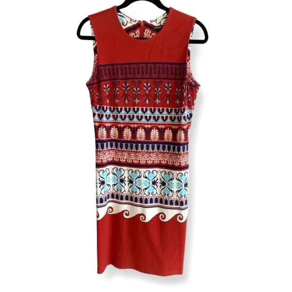 J. Mclaughlin Geometric Boho Nordic Inspired Print Sheath Dress Size S - Picture 1 of 10